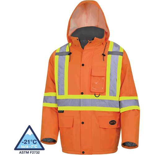 5030 Waterproof Quilted Safety Parka, High Visibility Orange, Small Cintas
