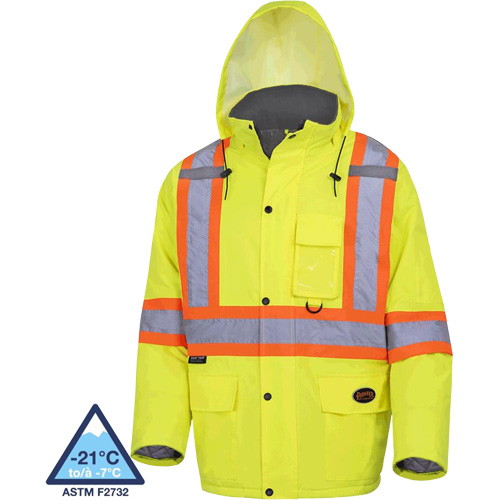 5031 Waterproof Quilted Safety Parka, High Visibility Lime-Yellow, Small Cintas
