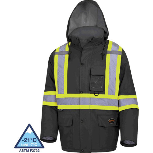 5031BK Waterproof Quilted Safety Parka, Black, Small Cintas