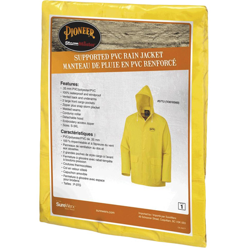 577J Rain Jacket, Polyester/PVC, Small, Yellow Cintas
