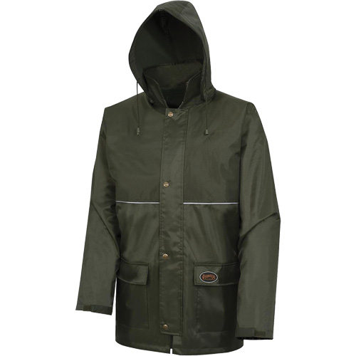 D8120J Nailhead Ripstop Tree Planter Hooded Jacket, Polyester/PVC, X-Small, Green Cintas