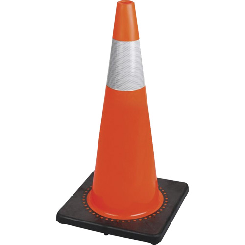 183N C&ocirc;ne de s&eacute;curit&eacute; flexible de premi&egrave;re qualit&eacute;, 28", Orange, Bande(s) r&eacute;fl&eacute;chissante(s) 4" Cintas