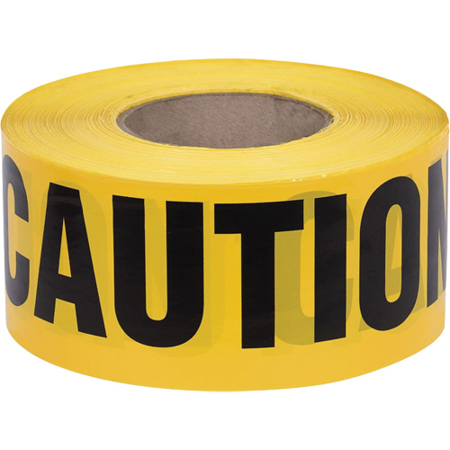 387 Caution Tape, English, 3" W x 1000' L, 1.5 mils, Black on Yellow Cintas
