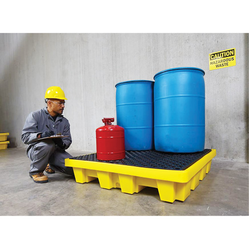 4-Drum Nestable Ultra-Spill Pallet&reg;, 66 US gal. Spill Capacity, 51" x 51" x 10" Cintas