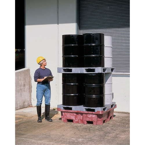 4-Drum Ultra-Spill King&reg; Flat Deck Spill Pallet, 85 US gal. Spill Capacity, 51" x 51" x 17.5" Cintas