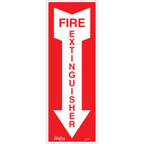 "Fire Extinguisher" Sign, 5" x 14", Vinyl, English with Pictogram Cintas