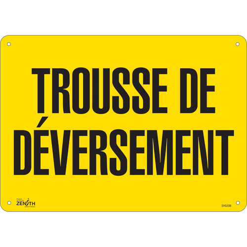 "Trousse de d&eacute;versement" Sign, 10" x 14", Plastic, French Cintas