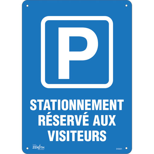 "Stationnement r&eacute;serv&eacute; aux visiteurs" Sign, 10" x 14", Plastic, French with Pictogram Cintas