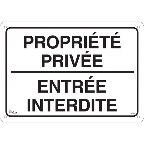 "Propri&eacute;t&eacute; priv&eacute;e" Sign, 14" x 20", Aluminum, French Cintas