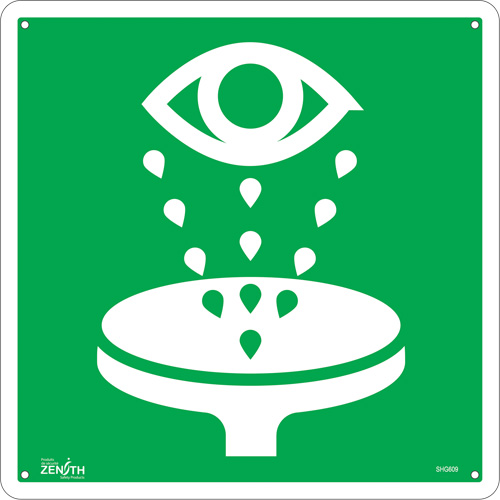 Enseigne de s&eacute;curit&eacute; conforme &agrave; la CSA - Eye Wash, 12" x 12", Aluminium, Pictogramme Cintas