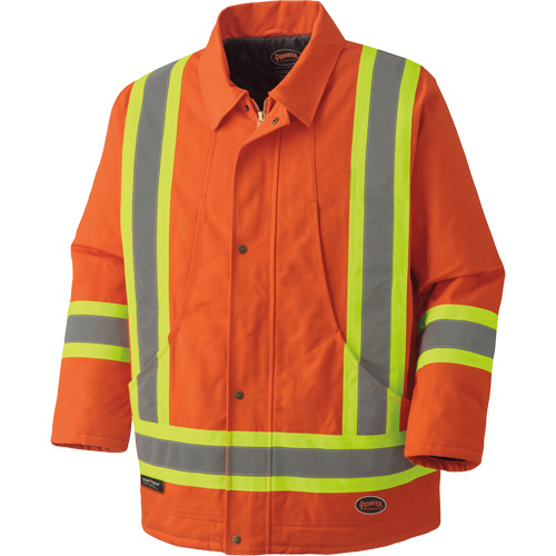 5537A Parka de s&eacute;curit&eacute; matelass&eacute; en canevas de coton, Orange haute visibilit&eacute;, Petit Cintas