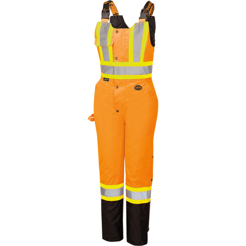 5040BBW Women's High-Visibility Waterproof Safety Overalls, Polyester, X-Small, Black/High Visibility Orange Cintas
