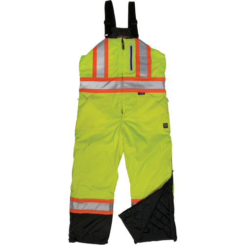 Ripstop Insulated Safety Bib Overall, Polyester, X-Small, High Visibility Lime-Yellow Cintas