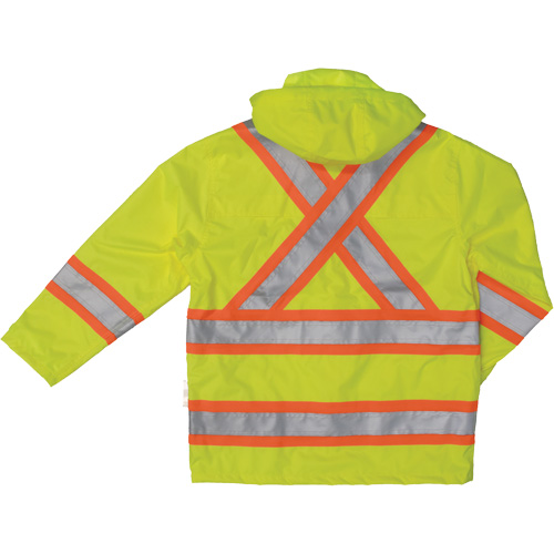 Manteau de s&eacute;curit&eacute; imperm&eacute;able en tissu ind&eacute;chirable Ripstop, Polyester, Petit, Jaune lime haute visibilit&eacute; Cintas