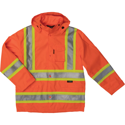 Manteau de s&eacute;curit&eacute; imperm&eacute;able en tissu ind&eacute;chirable Ripstop, Polyester, 4T-Grand, Orange haute visibilit&eacute; Cintas