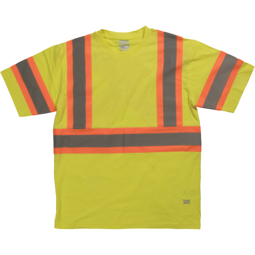 Chemise de s&eacute;curit&eacute; &agrave; manches courtes, Coton, T-petit, Jaune lime haute visibilit&eacute; Cintas