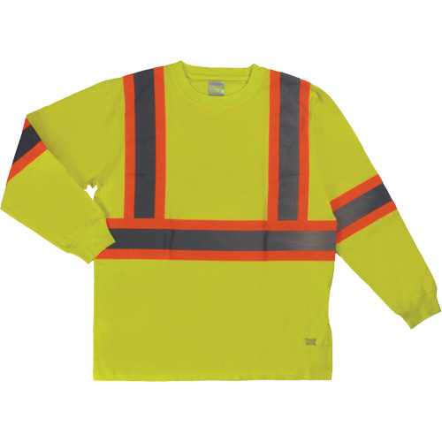 T-shirt de s&eacute;curit&eacute; &agrave; manches longues, Coton, T-petit, Jaune lime haute visibilit&eacute; Cintas