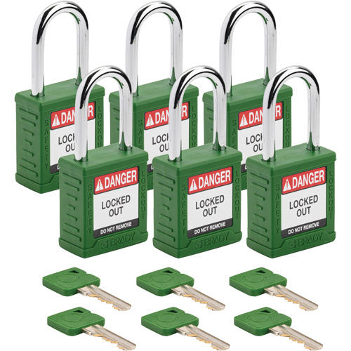 Cadenas de verrouillage Velocity, Vert, Cl&eacute;s diff&eacute;rentes, Nylon, Largeur de 1-1/2" Cintas