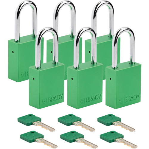 Cadenas de verrouillage Velocity, Vert, Cl&eacute;s identiques, Aluminium, Largeur de 1-1/2" Cintas