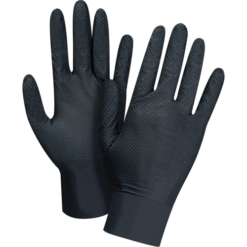 Gants d'examen de poids lourd &agrave; prise tactile, Grand, Nitrile, 8 mils, Sans poudre, Noir, Classe 2 Cintas