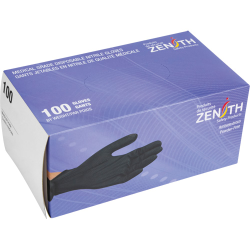 Gants d'examen de poids lourd &agrave; prise tactile, Grand, Nitrile, 8 mils, Sans poudre, Noir, Classe 2 Cintas