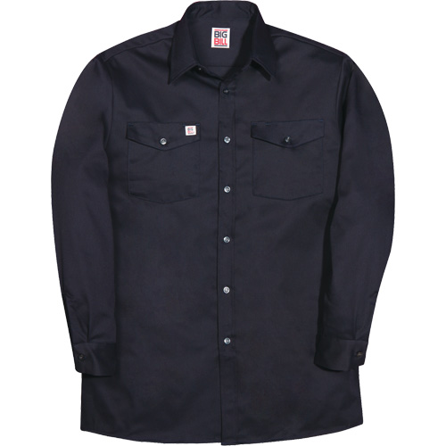 Long-Sleeve Industrial Work Shirt, Men's, Small, Navy Blue Cintas