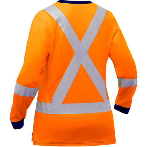 Chemise &agrave; manches longues et X au dos Bisley pour femmes, Poly-coton, Petit, Orange haute visibilit&eacute; Cintas