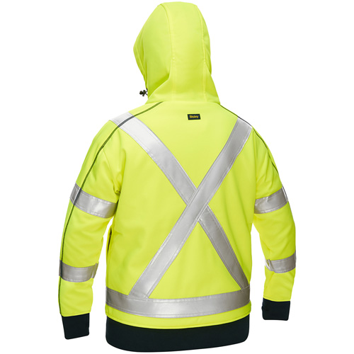Bisley&reg; X-Back Women's Contoured Full Zip Hooded Sweatshirt with Sherpa Lining, X-Large, High Visibility Lime-Yellow Cintas