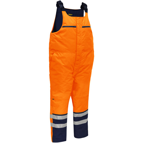 Bisley&reg; Extreme Cold Bib Overall, Polyester, Small, High Visibility Orange Cintas