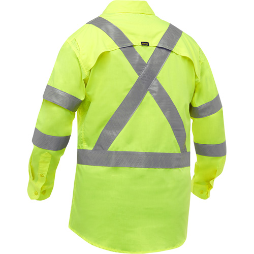 Chemise de travail &agrave; manches longues et X au dos Bisley avec X-Airflow, Poly-coton, Petit, Jaune lime haute visibilit&eacute; Cintas