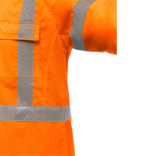 Chemise de travail &agrave; manches longues et X au dos Bisley avec X-Airflow, Poly-coton, Petit, Orange haute visibilit&eacute; Cintas