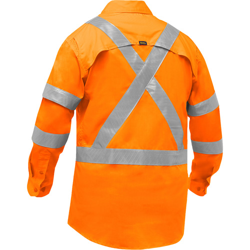 Chemise de travail &agrave; manches longues et X au dos Bisley avec X-Airflow pour femmes, Poly-coton, Petit, Orange haute visibilit&eacute; Cintas