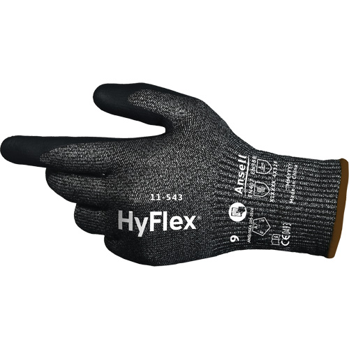 Gants r&eacute;sistants &agrave; la coupe HYFLEX 11-543, Taille 6, Calibre 13, Rev&ecirc;tement Nitrile, Enveloppe en Nylon/Acier inoxydable/PEHP/Spandex, ASTM ANSI niveau A7/EN 388 niveau F Cintas