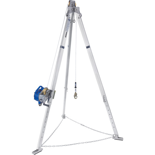 Tr&eacute;pied en aluminium pour espace clos avec cordage de s&eacute;curit&eacute; autor&eacute;tractable tri directionnel 8301098 Cintas