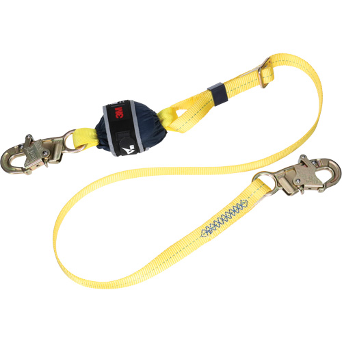 Longe ajustable &agrave; amortisseur de choc en sangle, 6', Point d'ancrage &agrave; Crochet mousqueton, Crochet mousqueton aux jambes, Polyester Cintas