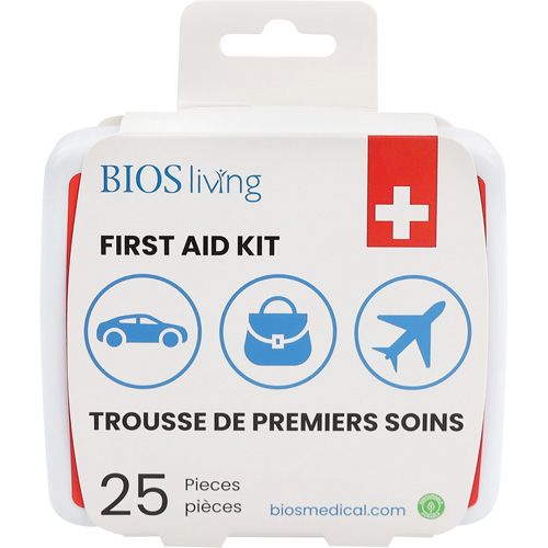 Trousse de premiers soins pour la maison et le voyage de 25 morceaux, Boîte en plastique Cintas