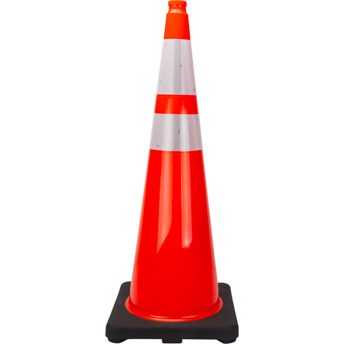 C&ocirc;ne de signalisation de premi&egrave;re qualit&eacute;, 36", Orange, Bande(s) r&eacute;fl&eacute;chissante(s) 4" & 6" Cintas