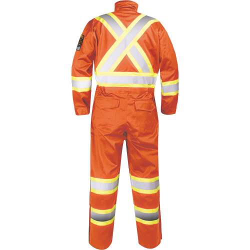 Combinaison ignifug&eacute;e avec bandes haute visibilit&eacute;, Taille Petit, Orange Cintas