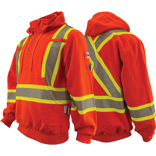 Atlas Guardian&reg; FR/AR Quarter-Zip Hoodies, Men's, X-Small, High Visibility Orange, 18 cal/cm² Cintas