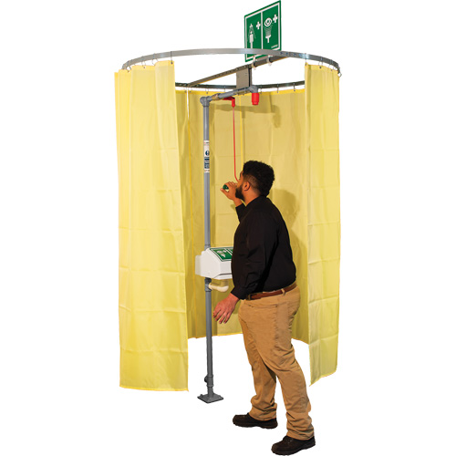 Pipe Mounted Safety Shower Modesty Curtain Cintas