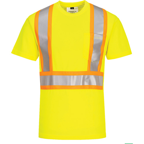 T-shirt de s&eacute;curit&eacute; &agrave; bandes contrastantes, Polyester, Petit, Jaune lime haute visibilit&eacute; Cintas