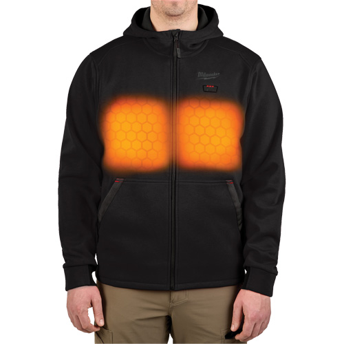 Chandail &agrave; capuchon chauffant M12 avec pile, Hommes, Moyen, Noir, Poly-coton Cintas