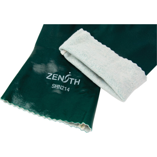 Double Dipped Green Gloves, 12" L, PVC, Cotton Jersey Inner Lining, 70-mil Cintas