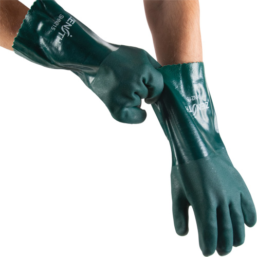 Gants verts &agrave; double enduit, 14" lo, PVC, Doublure en Jersey de coton, 70 mils Cintas