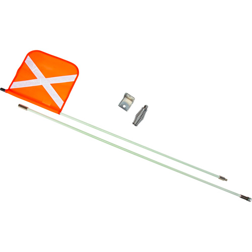 Heavy-Duty Safety Whip, Threaded Mount, 8' High, Orange with Reflective X Cintas
