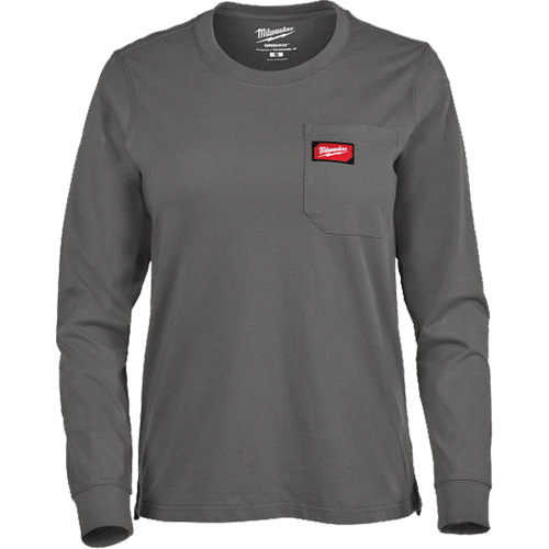 GRIDIRON Long Sleeve Pocket T-Shirt, Women's, X-Small, Grey Cintas