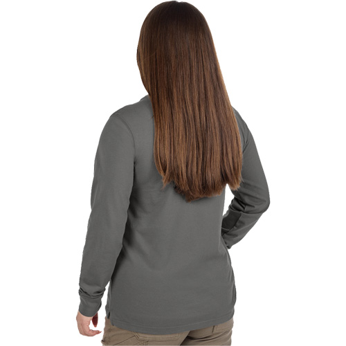 GRIDIRON Long Sleeve Pocket T-Shirt, Women's, X-Small, Grey Cintas