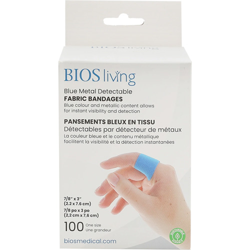 Blue Bandages, Rectangular/Square, 3", Fabric Metal Detectable, Sterile Cintas