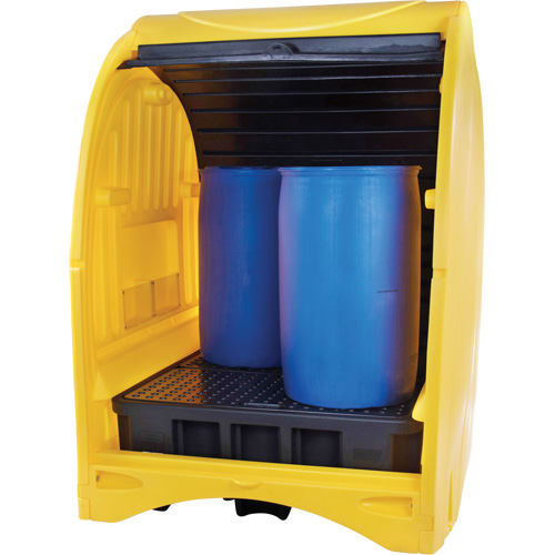 4-Drum Hard Cover Spill Pallet, 68.11" L x 61.61" W x 83.07" H, 1433 lbs. Load Capacity Cintas