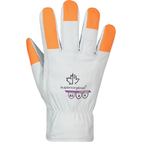 Gants haute visibilit&eacute; r&eacute;sistants &agrave; la coupe Endura Pro, Taille Petit, Enveloppe en Cuir de vache, ASTM ANSI niveau A6 Cintas